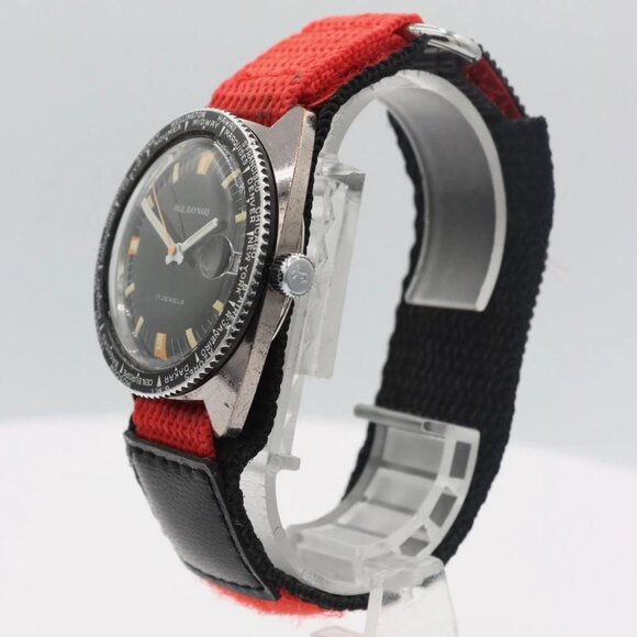 Vintage 36mm Paul Raynard Skin Diver World Time Men's Mechanical Wristwatch - Picture 4 of 4
